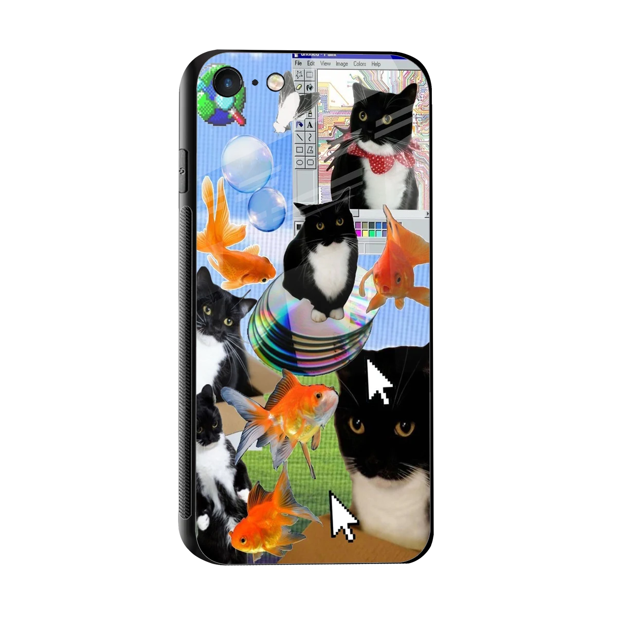 Techno Kitties sleek iphone 7 cover with tempered glass back and TPU edges