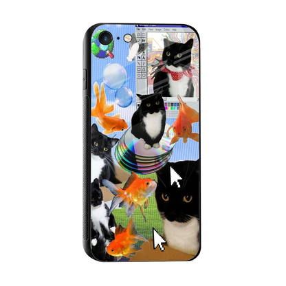 Techno Kitties sleek iphone 7 cover with tempered glass back and TPU edges