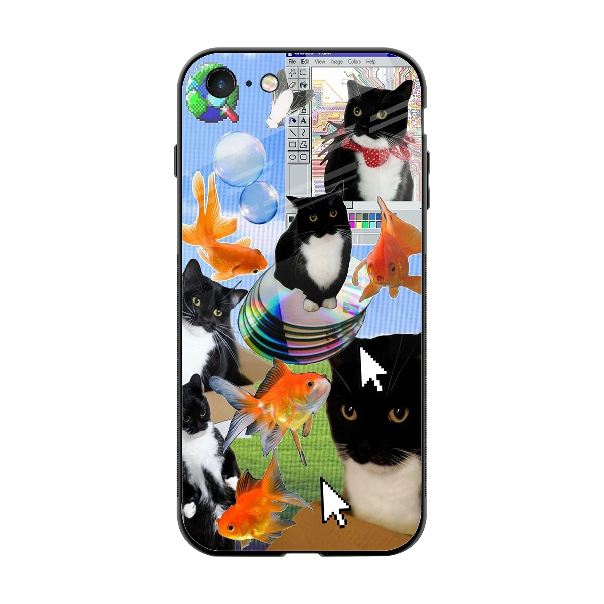 Techno Kitties back phone cover | glass case for iphone 7
