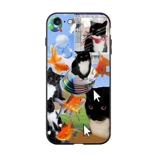 Techno Kitties back phone cover | glass case for iphone 7