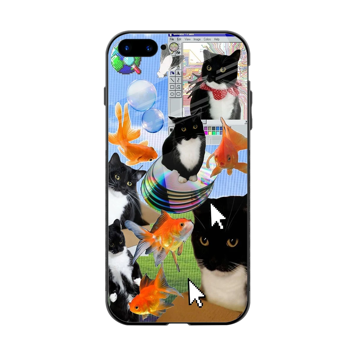 Techno Kitties back phone cover | glass case for iphone 8 plus