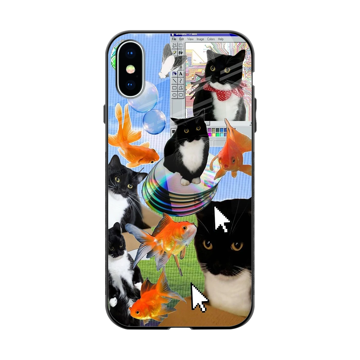Techno Kitties back phone cover | glass case for iphone x