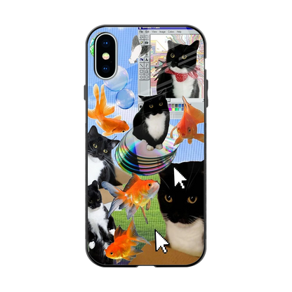 Techno Kitties back phone cover | glass case for iphone x