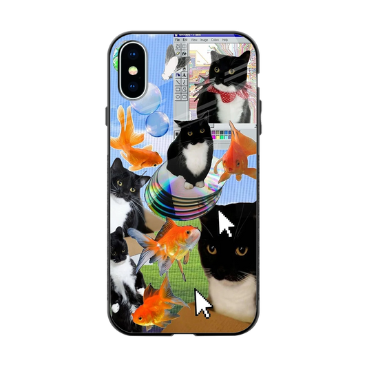 Techno Kitties back phone cover | glass case for iphone xs