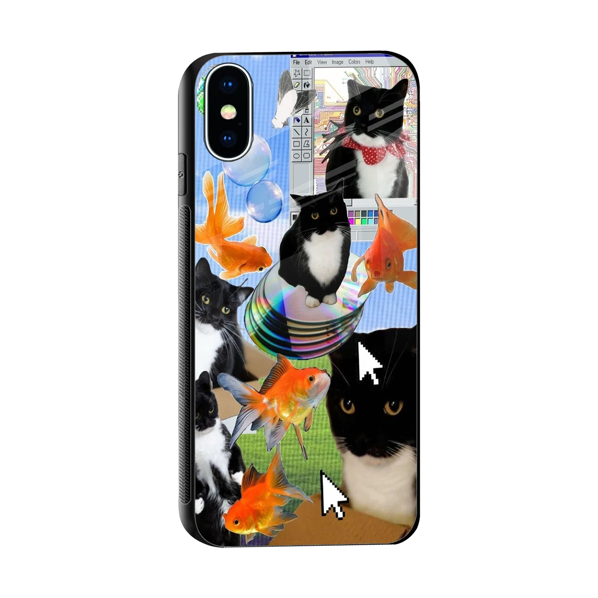 Techno Kitties sleek iphone x cover with tempered glass back and TPU edges