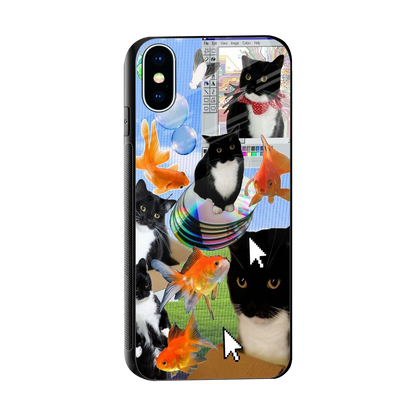 Techno Kitties sleek iphone x cover with tempered glass back and TPU edges
