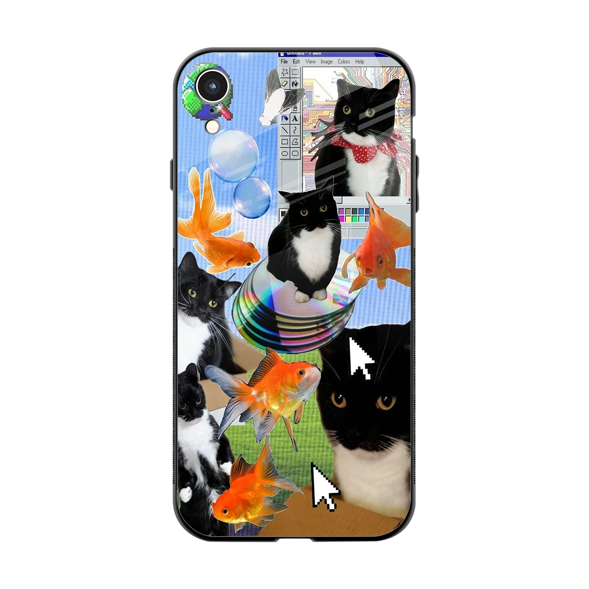 Techno Kitties back phone cover | glass case for iphone xr