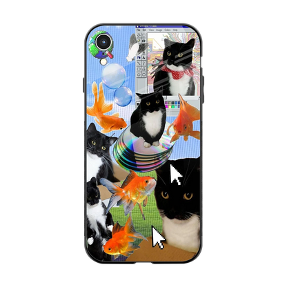 Techno Kitties back phone cover | glass case for iphone xr