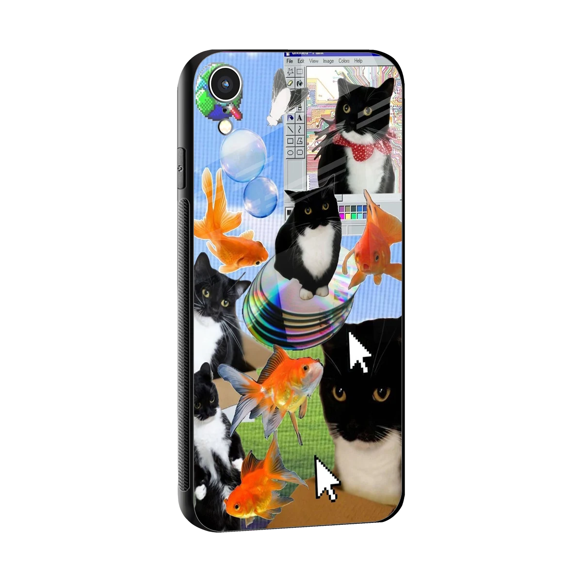 Techno Kitties sleek iphone xr cover with tempered glass back and TPU edges