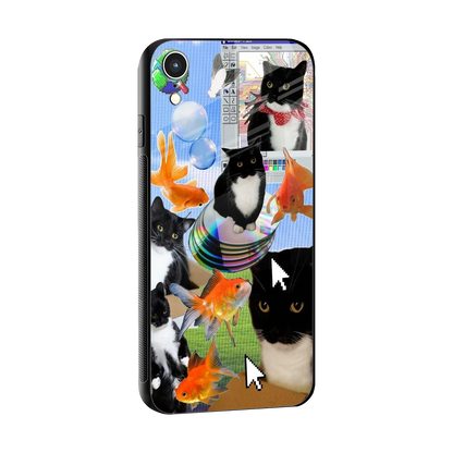Techno Kitties sleek iphone xr cover with tempered glass back and TPU edges
