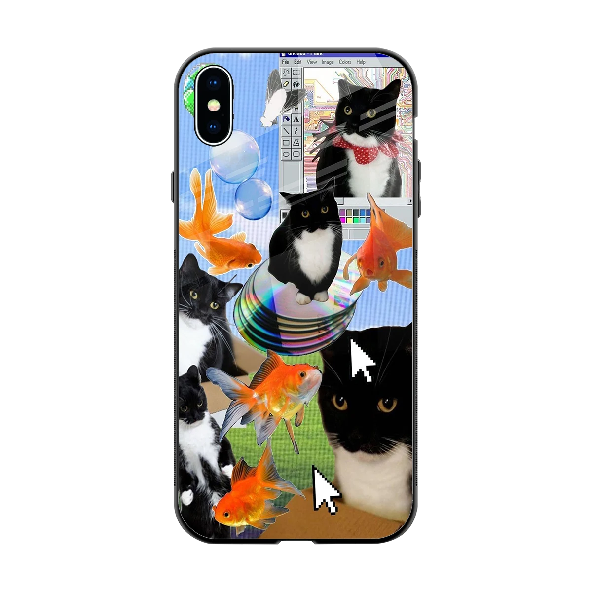 Techno Kitties back phone cover | glass case for iphone xs max