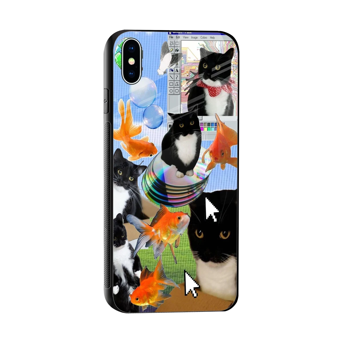 Techno Kitties sleek iphone xs max cover with tempered glass back and TPU edges