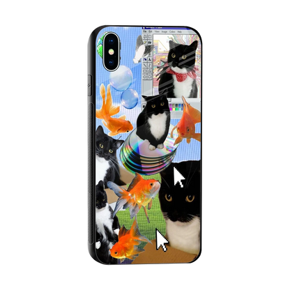 Techno Kitties sleek iphone xs max cover with tempered glass back and TPU edges