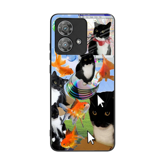 Techno Kitties back phone cover | glass case for motorola edge 40 neo 5g
