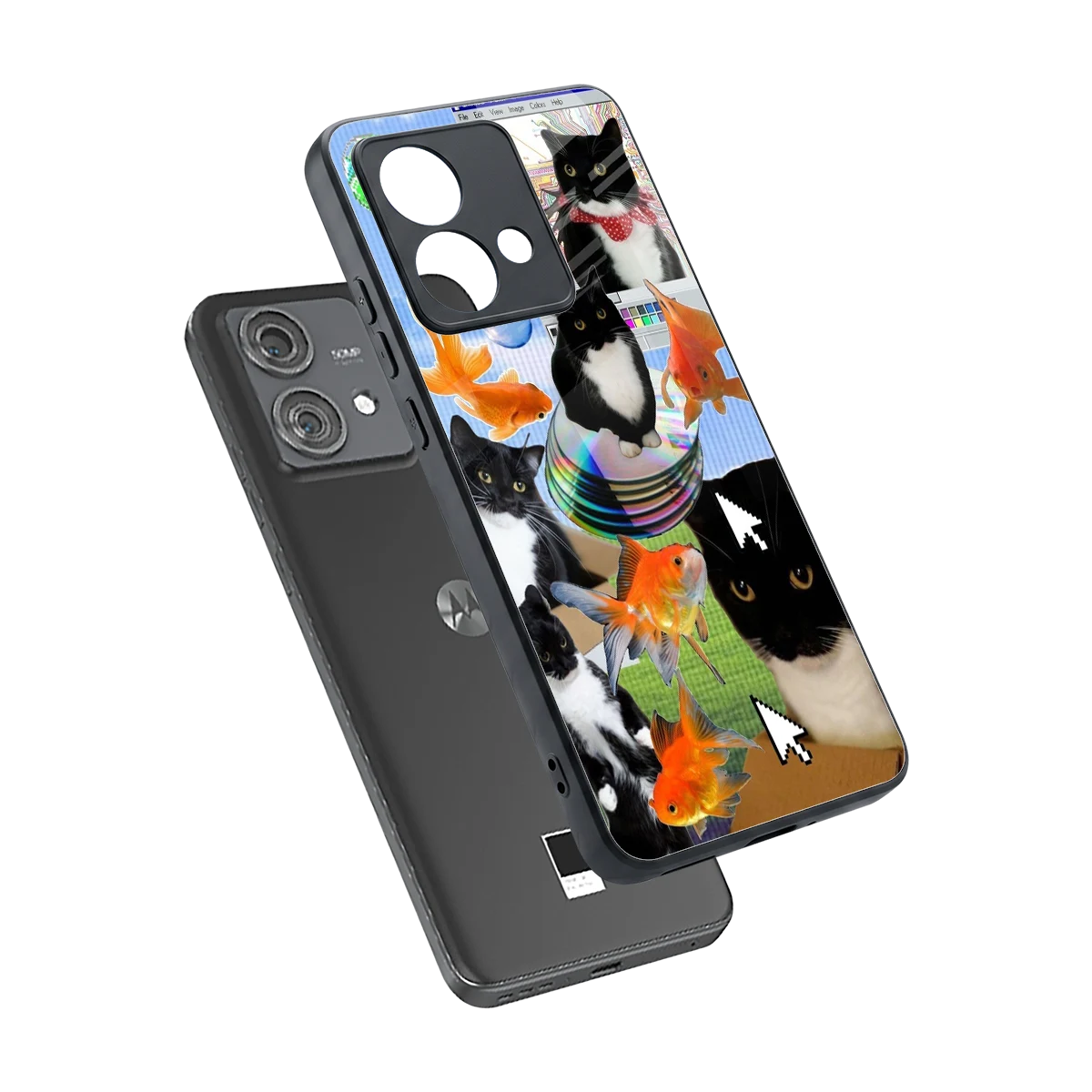 Techno Kitties sleek motorola edge 40 neo 5g cover with tempered glass back and TPU edges