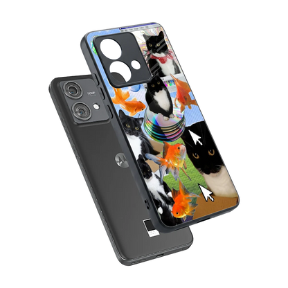 Techno Kitties sleek motorola edge 40 neo 5g cover with tempered glass back and TPU edges