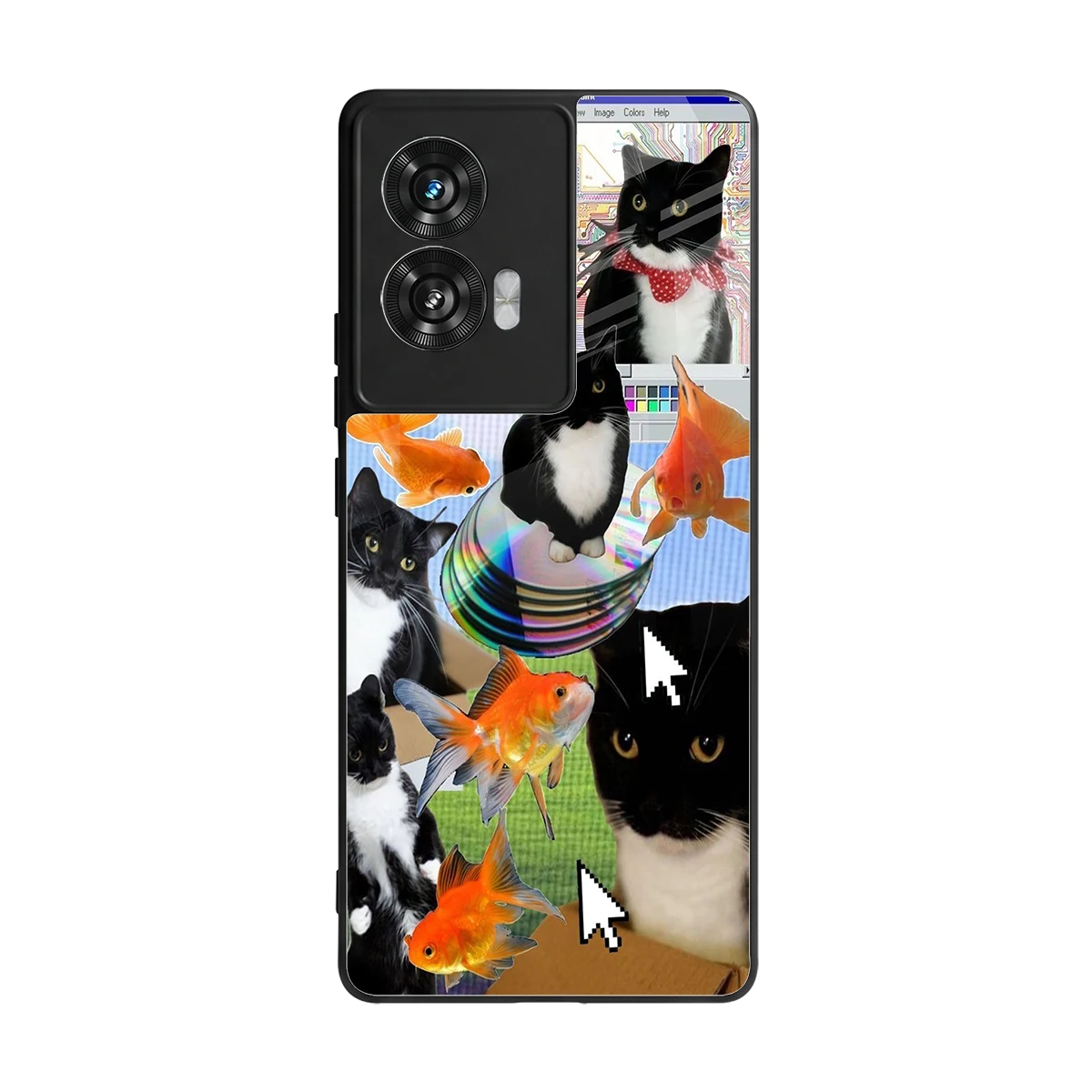 Techno Kitties back phone cover | glass case for motorola edge 50 fusion
