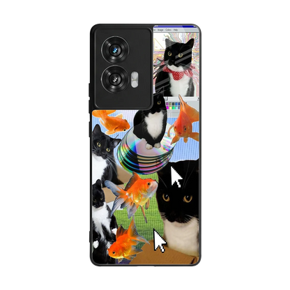 Techno Kitties back phone cover | glass case for motorola edge 50 fusion