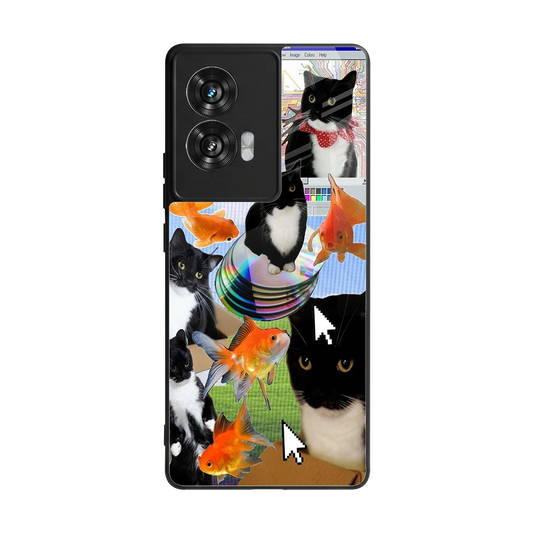Techno Kitties back phone cover | glass case for motorola edge 50 fusion