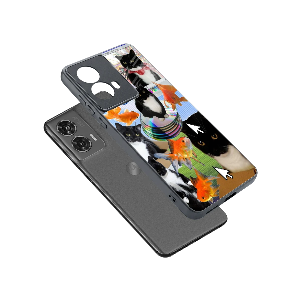 Techno Kitties sleek motorola edge 50 fusion cover with tempered glass back and TPU edges