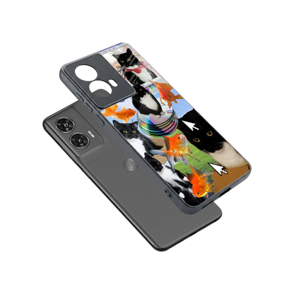 Techno Kitties sleek motorola edge 50 fusion cover with tempered glass back and TPU edges