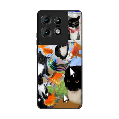 Techno Kitties back phone cover | glass case for motorola edge 50 pro