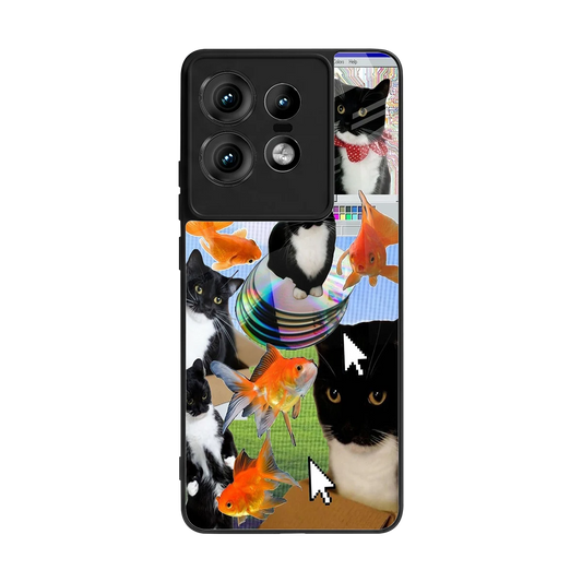 Techno Kitties back phone cover | glass case for motorola edge 50 pro
