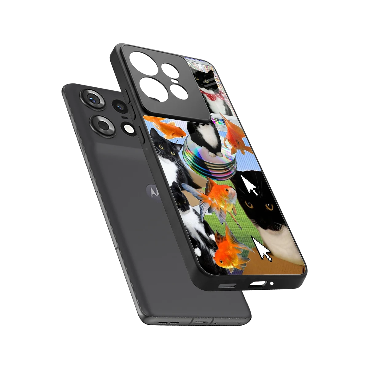 Techno Kitties sleek motorola edge 50 pro cover with tempered glass back and TPU edges