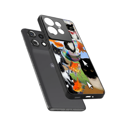 Techno Kitties sleek motorola edge 50 pro cover with tempered glass back and TPU edges
