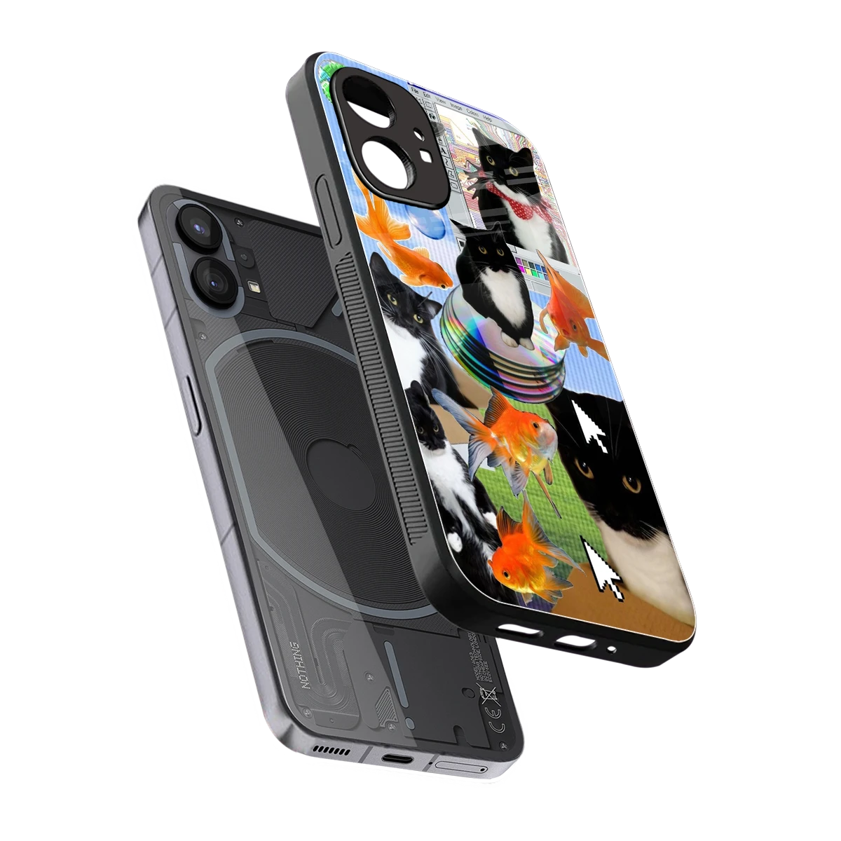 Techno Kitties sleek nothing phone 1 cover with tempered glass back and TPU edges