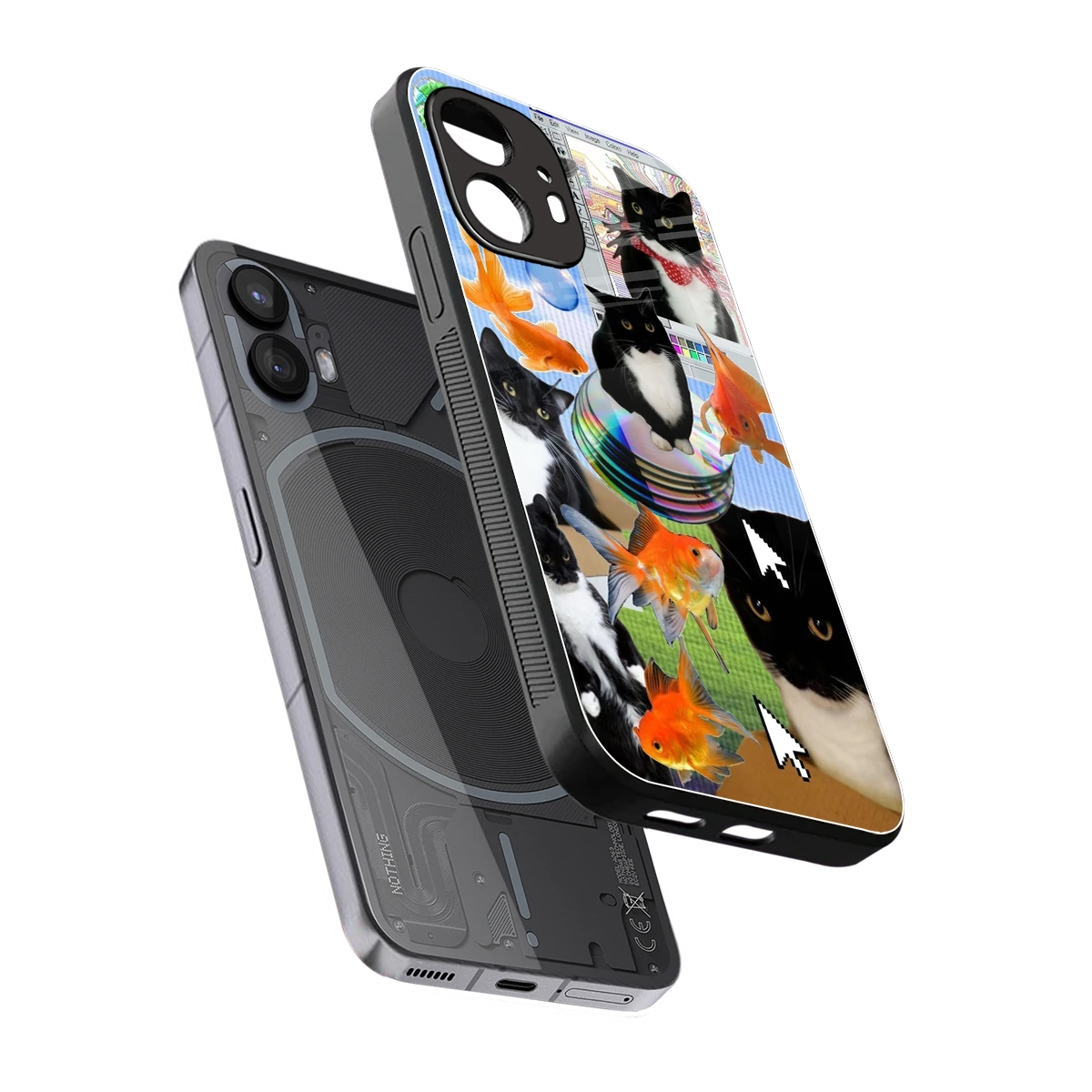 Techno Kitties sleek nothing phone 2 cover with tempered glass back and TPU edges