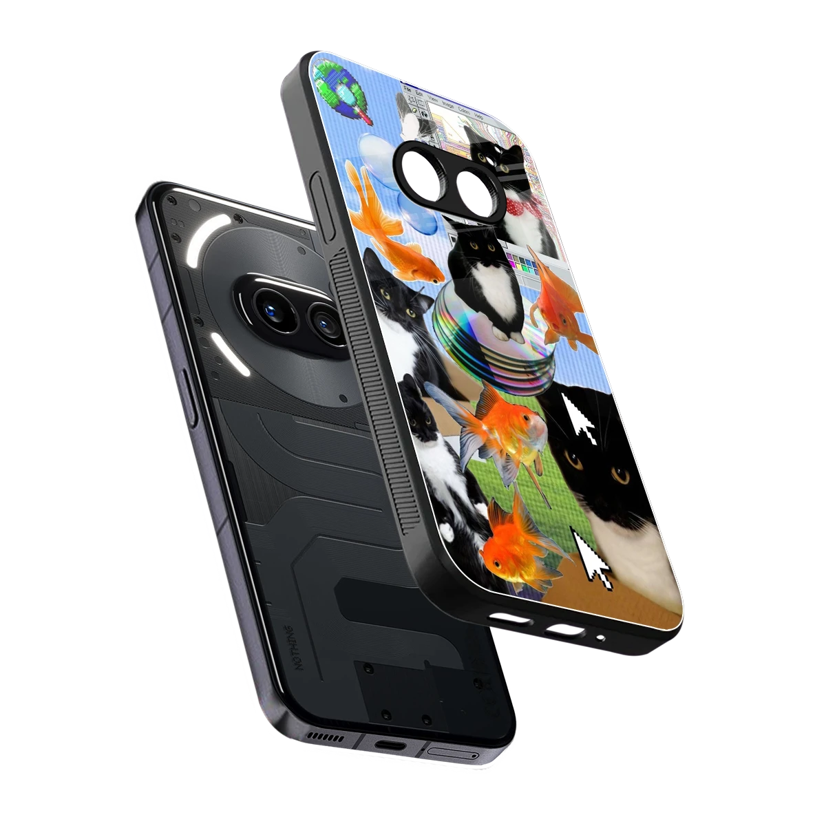 Techno Kitties sleek nothing phone 2a cover with tempered glass back and TPU edges