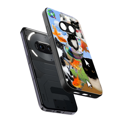 Techno Kitties sleek nothing phone 2a cover with tempered glass back and TPU edges