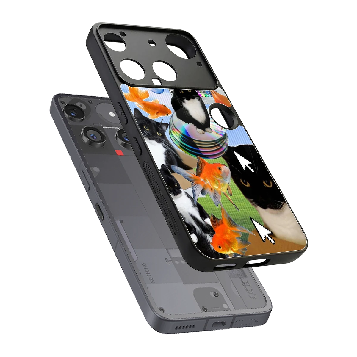 Techno Kitties sleek nothing phone 3 cover with tempered glass back and TPU edges