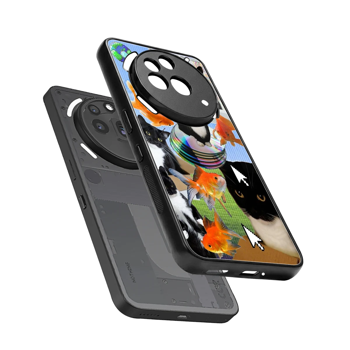 Techno Kitties sleek nothing phone 3a pro cover with tempered glass back and TPU edges