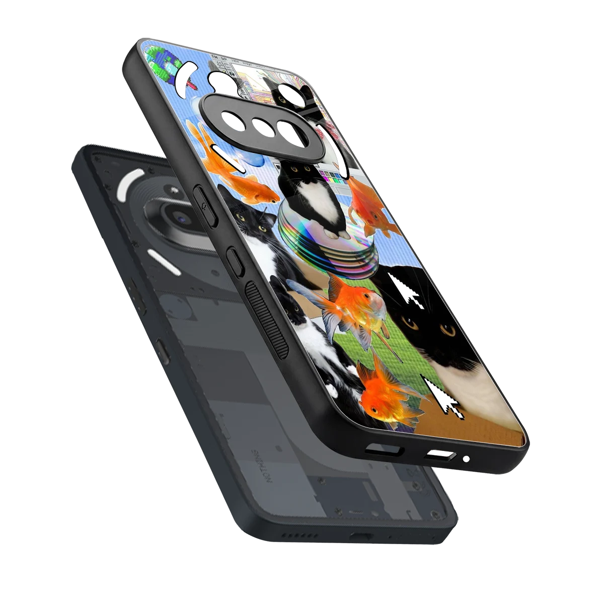 Techno Kitties sleek nothing phone 3a cover with tempered glass back and TPU edges