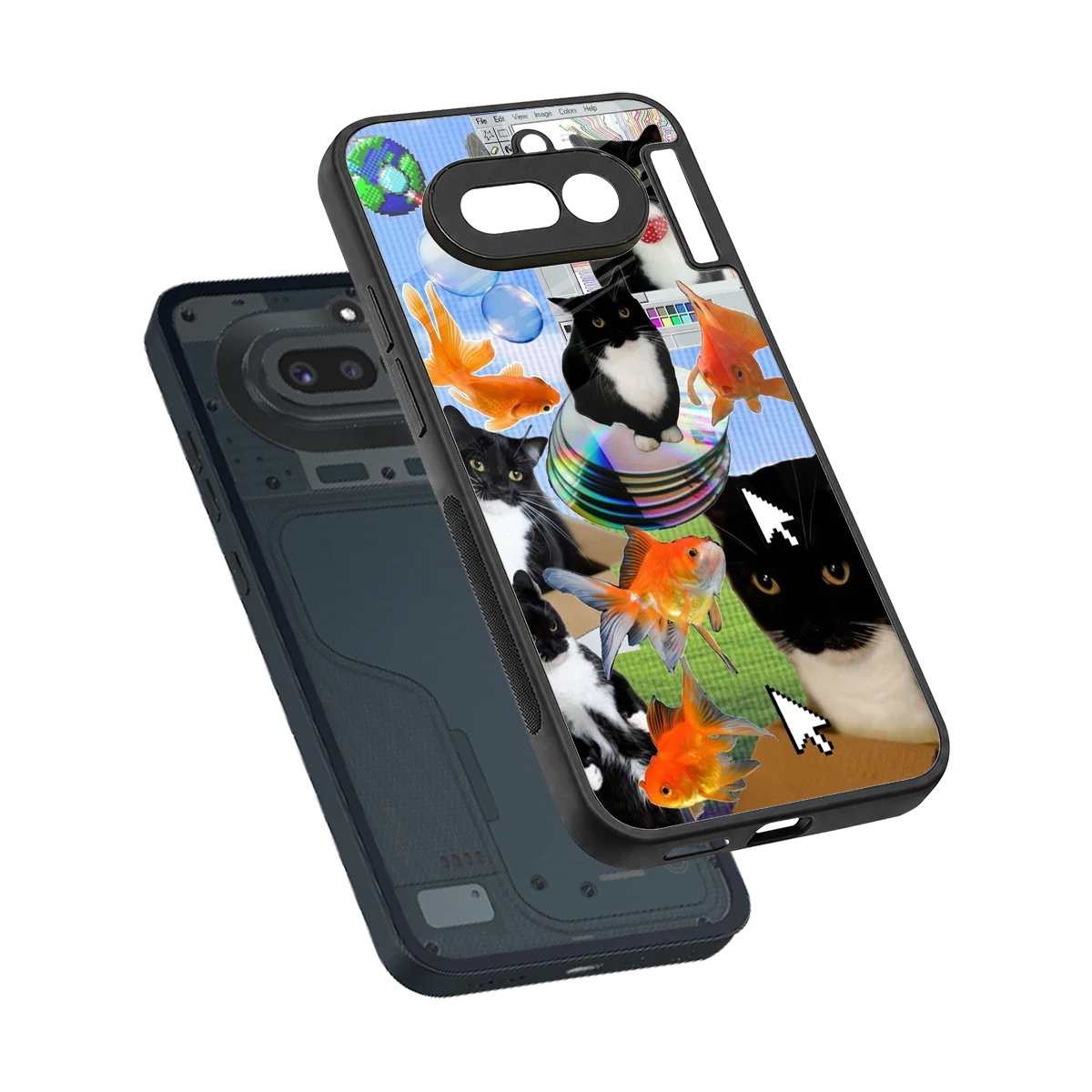 Techno Kitties sleek nothing phone 4a cover with tempered glass back and TPU edges