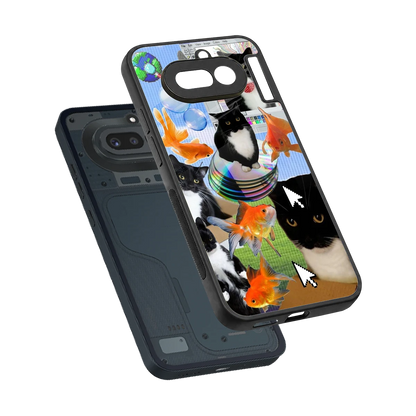 Techno Kitties sleek nothing phone 4a cover with tempered glass back and TPU edges