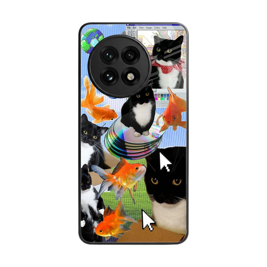 Techno Kitties back phone cover | glass case for oneplus 13r