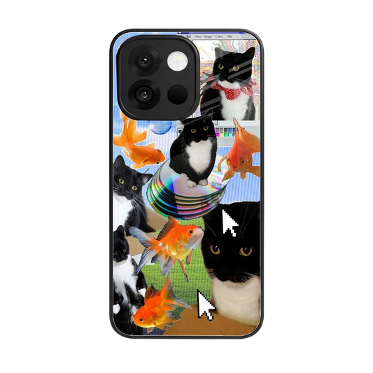 Techno Kitties back phone cover | glass case for oneplus 13s