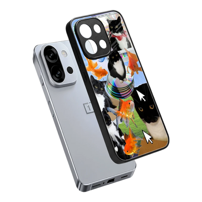 Techno Kitties sleek oneplus 13s cover with tempered glass back and TPU edges