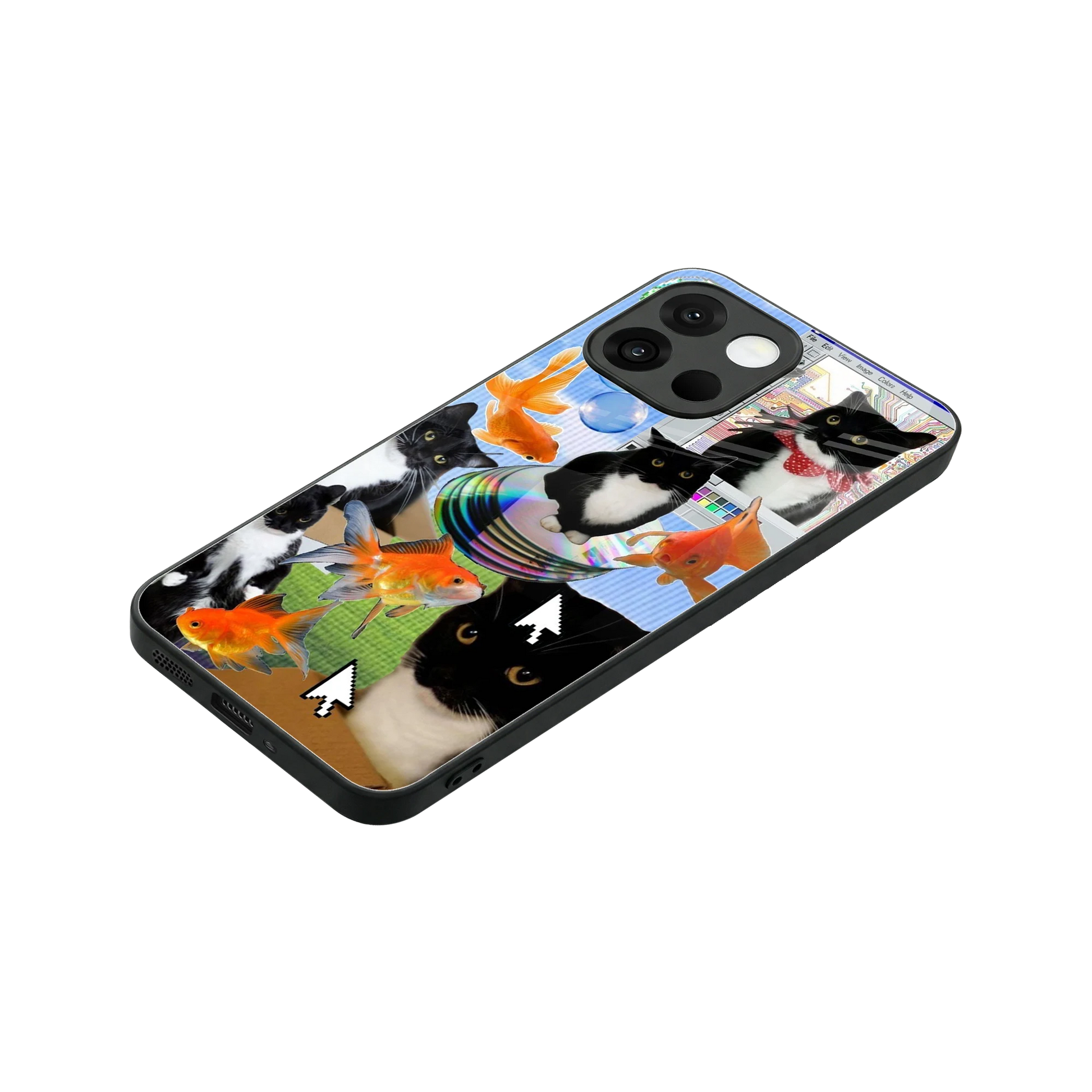 Techno Kitties stylish phone case for oneplus 13s | glossy glass and slim fit