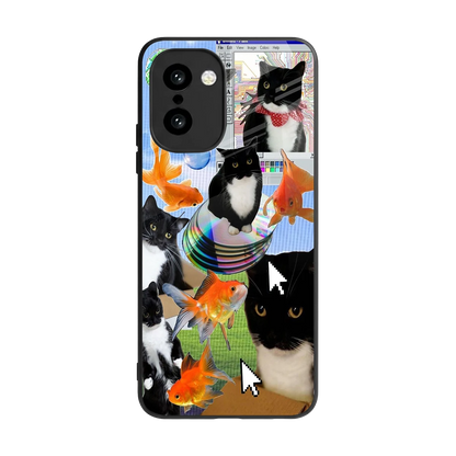 Techno Kitties back phone cover | glass case for oneplus 15r