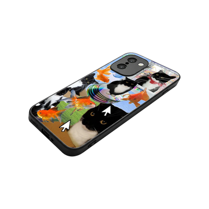 Techno Kitties stylish phone case for oneplus 15r | glossy glass and slim fit