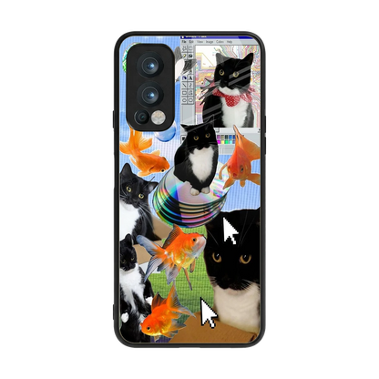 Techno Kitties back phone cover | glass case for oneplus nord 2