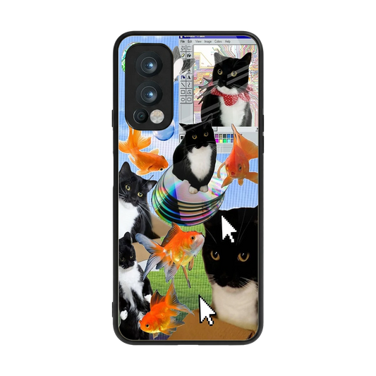 Techno Kitties back phone cover | glass case for oneplus nord 2