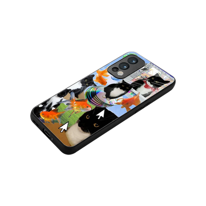 Techno Kitties stylish phone case for oneplus nord 2 | glossy glass and slim fit