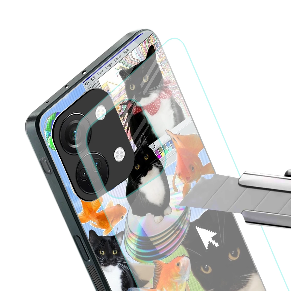 Techno Kitties stylish phone case for oneplus nord 3 | glossy glass and slim fit