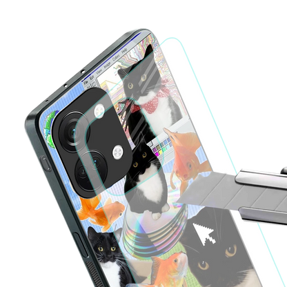 Techno Kitties stylish phone case for oneplus nord 3 | glossy glass and slim fit