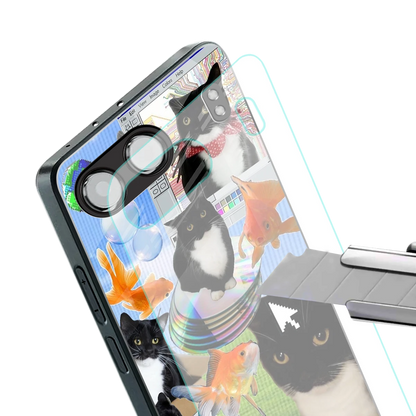 Techno Kitties stylish phone case for oneplus nord 4 | glossy glass and slim fit